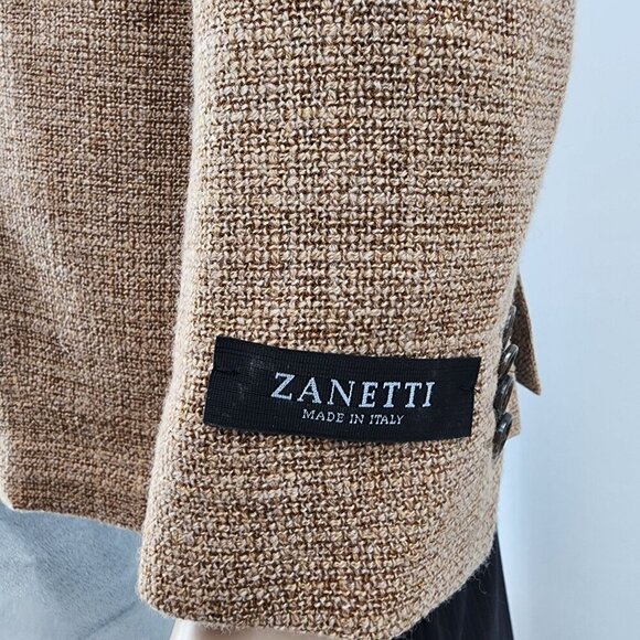 Zanetti Angelico Giacca Woven Tan Blazer, Men's 38 - Picture 7 of 11